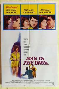d453 MAN IN THE DARK one-sheet movie poster '65 she loved him for kicks!
