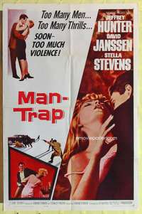 d466 MAN-TRAP one-sheet movie poster '61 sexy bad girl Stella Stevens!