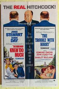d862 TROUBLE WITH HARRY/MAN WHO KNEW TOO MUCH one-sheet movie poster '63