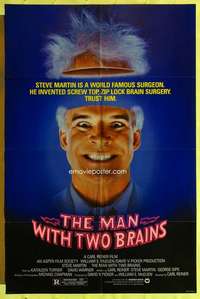 d463 MAN WITH TWO BRAINS one-sheet movie poster '83 Steve Martin, wacky!