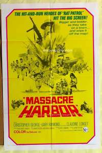 d480 MASSACRE HARBOR one-sheet movie poster '69 from TV Rat Patrol, revised!