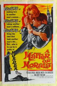 d485 MATTER OF MORALS one-sheet movie poster '61 Pat O'Neal, Maj-Britt