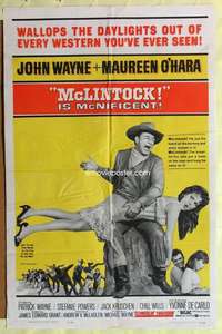 d491 McLINTOCK one-sheet movie poster '63 John Wayne, Maureen O'Hara