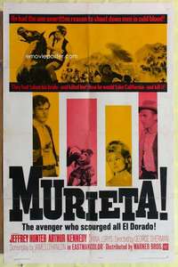 d510 MURIETA one-sheet movie poster '65 Jeffrey Hunter, Arthur Kennedy