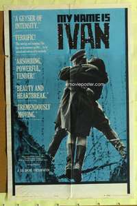 d516 MY NAME IS IVAN one-sheet movie poster '62 Andrei Tarkovsky, Russian!