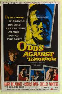 d533 ODDS AGAINST TOMORROW one-sheet movie poster '59 Harry Belafonte, Wise