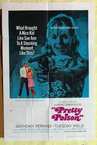 d581 PRETTY POISON style B one-sheet movie poster '68 Anthony Perkins, Tuesday Weld