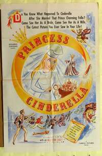 d583 PRINCESS CINDERELLA one-sheet movie poster '41 Italian fantasy!