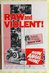 d034 RUN ANGEL RUN one-sheet movie poster '69 raw and violent bikers!