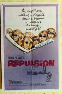 d607 REPULSION one-sheet movie poster '65 Roman Polanski, Catherine Deneuve