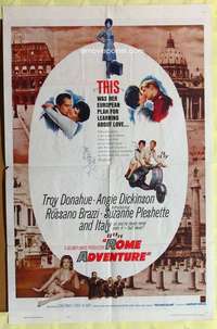 d629 ROME ADVENTURE one-sheet movie poster '62 Donahue, Angie Dickinson