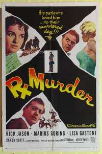 d634 Rx MURDER one-sheet movie poster '58 Marius Goring, crazy doctor!