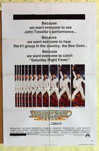 d639 SATURDAY NIGHT FEVER one-sheet movie poster R1979 John Travolta, PG!