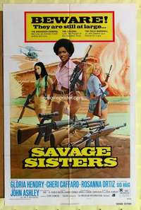 d641 SAVAGE SISTERS style B one-sheet movie poster '74 Cheri Caffaro
