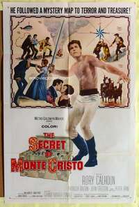 d649 SECRET OF MONTE CRISTO one-sheet movie poster '61 Rory Calhoun