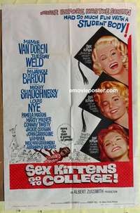 d664 SEX KITTENS GO TO COLLEGE one-sheet movie poster '60 Mamie Van Doren