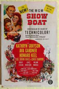 d676 SHOW BOAT one-sheet movie poster '51 Kathryn Grayson, Gardner, Keel