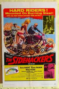 d036 SIDEHACKERS one-sheet movie poster '69 bikers mounted on burning steel!
