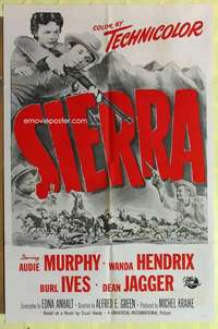 d678 SIERRA military one-sheet movie poster '50 Audie Murphy, Burl Ives