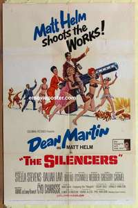 d679 SILENCERS one-sheet movie poster '66 Dean Martin, Stella Stevens