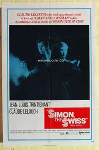 d190 CROOK one-sheet movie poster '70 Claude Lelouch, Simon the Swiss!