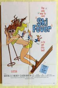 d690 SKI FEVER one-sheet movie poster '68 Martin Milner, sexy skier art!