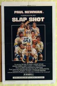 d694 SLAP SHOT style A one-sheet movie poster '77 Paul Newman, hockey!