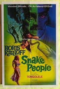 d357 ISLE OF THE SNAKE PEOPLE one-sheet movie poster '71 Boris Karloff