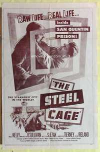 d737 STEEL CAGE one-sheet movie poster '54 inside San Quentin prison!