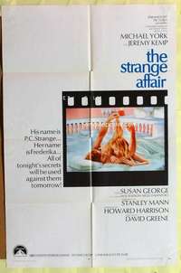 d742 STRANGE AFFAIR one-sheet movie poster '68 Michael York, Susan George
