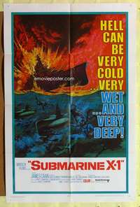 d750 SUBMARINE X-1 one-sheet movie poster '68 James Caan, cool war image!!