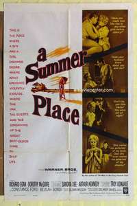 d754 SUMMER PLACE one-sheet movie poster '59 Sandra Dee, Troy Donahue