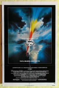 d757 SUPERMAN one-sheet movie poster '78 Bob Peak shield style artwork!