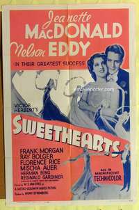 d766 SWEETHEARTS one-sheet movie poster R62 Jeanette MacDonald, Eddy