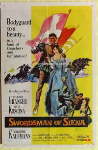 d768 SWORDSMAN OF SIENA one-sheet movie poster '62 Stewart Granger, Koscina