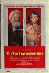 d789 TEN COMMANDMENTS style B one-sheet movie poster '56 Heston, Brynner