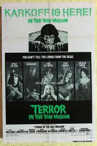 d797 TERROR IN THE WAX MUSEUM style B one-sheet movie poster '73 Karkoff!