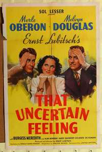 d803 THAT UNCERTAIN FEELING one-sheet movie poster '41 Ernst Lubitsch