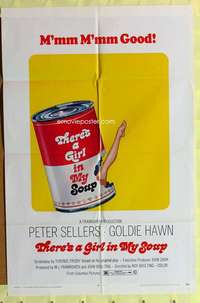 d805 THERE'S A GIRL IN MY SOUP one-sheet movie poster '71 Goldie Hawn