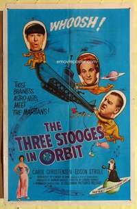 d814 THREE STOOGES IN ORBIT one-sheet movie poster '62 Moe Larry Curly-Joe