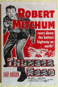 d821 THUNDER ROAD one-sheet movie poster R62 Robert Mitchum, Gene Barry