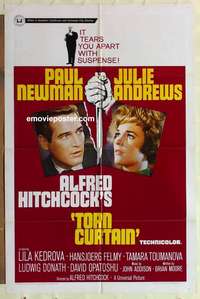d844 TORN CURTAIN one-sheet movie poster '66 Paul Newman, Andrews, Hitchcock