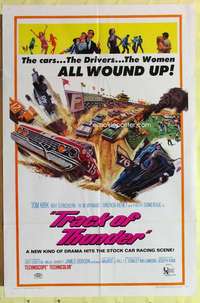 d849 TRACK OF THUNDER one-sheet movie poster '67 cool stock car racers!