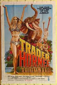 d852 TRADER HORNEE one-sheet movie poster '70 wild African jungle sex!