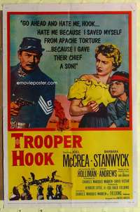 d860 TROOPER HOOK one-sheet movie poster '57 Joel McCrea, Barbara Stanwyck
