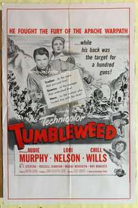d863 TUMBLEWEED military one-sheet movie poster '53 Audie Murphy western!