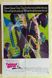 d869 TWISTED NERVE int'l one-sheet movie poster '69 Hayley Mills, horror!