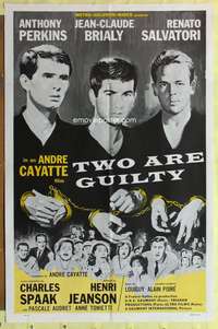 d870 TWO ARE GUILTY one-sheet movie poster '64 Anthony Perkins, Brialy