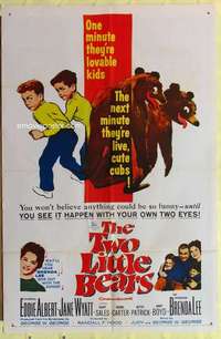 d872 TWO LITTLE BEARS one-sheet movie poster '61 cute kids become cubs!