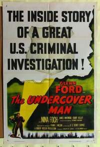 d891 UNDERCOVER MAN one-sheet movie poster R55 Glenn Ford, Nina Foch